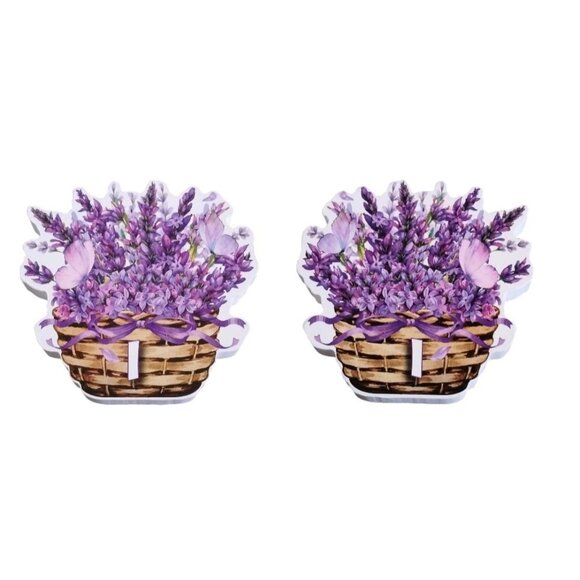 Lavender Spring Basket Die-Cut Wood Block Letter 6 Piece Set Double-Sided - Picture 7 of 9